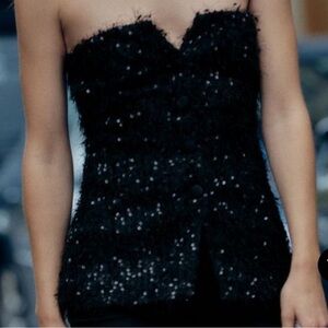 Zara Black Textured Women's Blouse